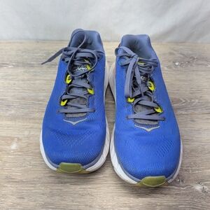 Hoka One One Blue and Gray Women's Running Shoes with Yellow Accents